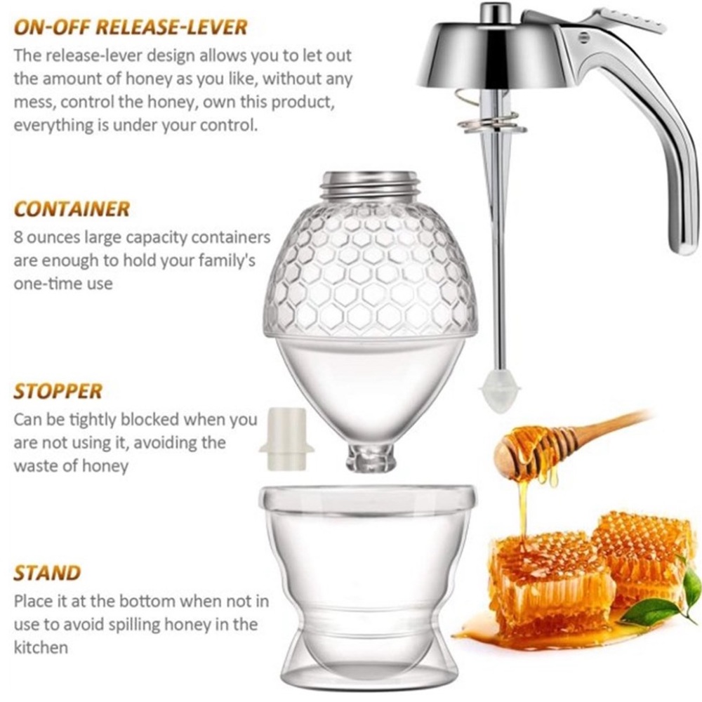 Glass Honeycomb Honey Dripper w base reservoir - Picture 3 of 14
